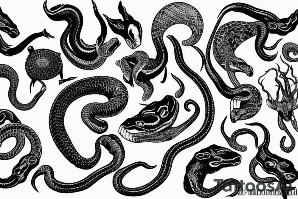 Goat head snake tattoo idea