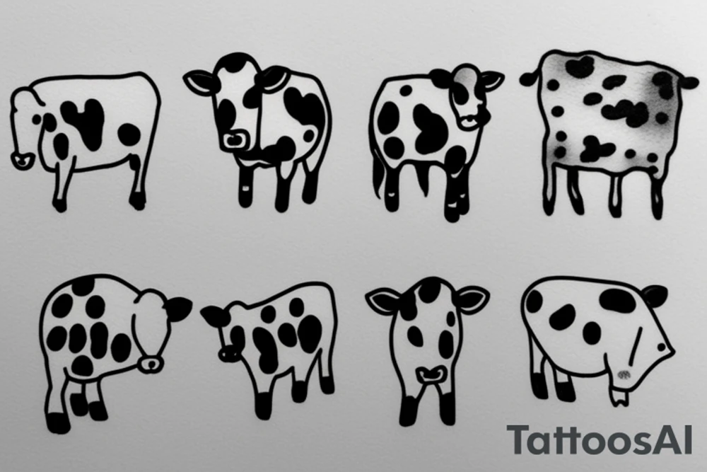 small minimalistic sketch cow tattoo idea