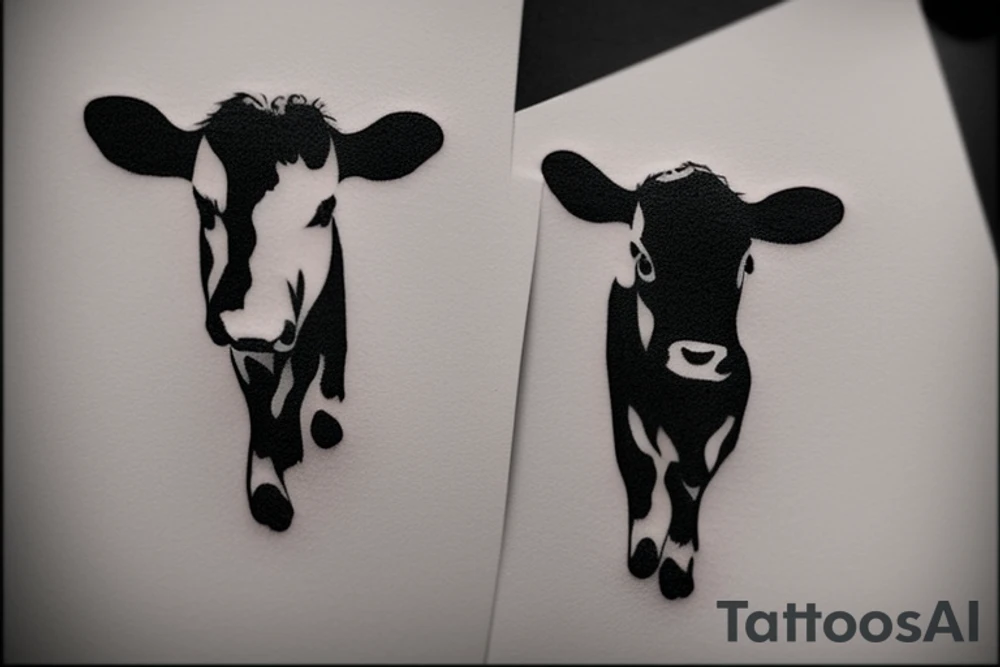 small minimalistic sketch cow tattoo idea