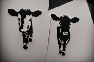 small minimalistic sketch cow tattoo idea