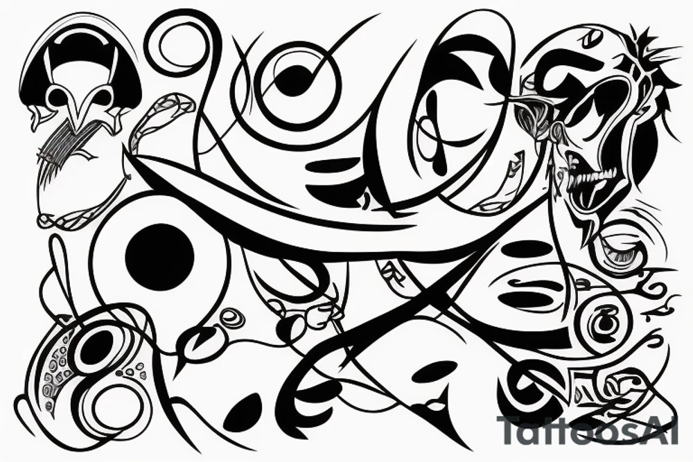 Abstract person drawing for a men tattoo idea