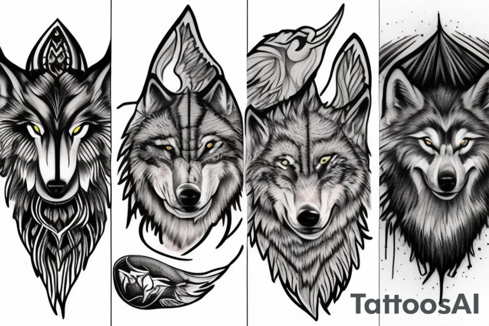 Zeus and Ikar and wolf and wolf tattoo idea