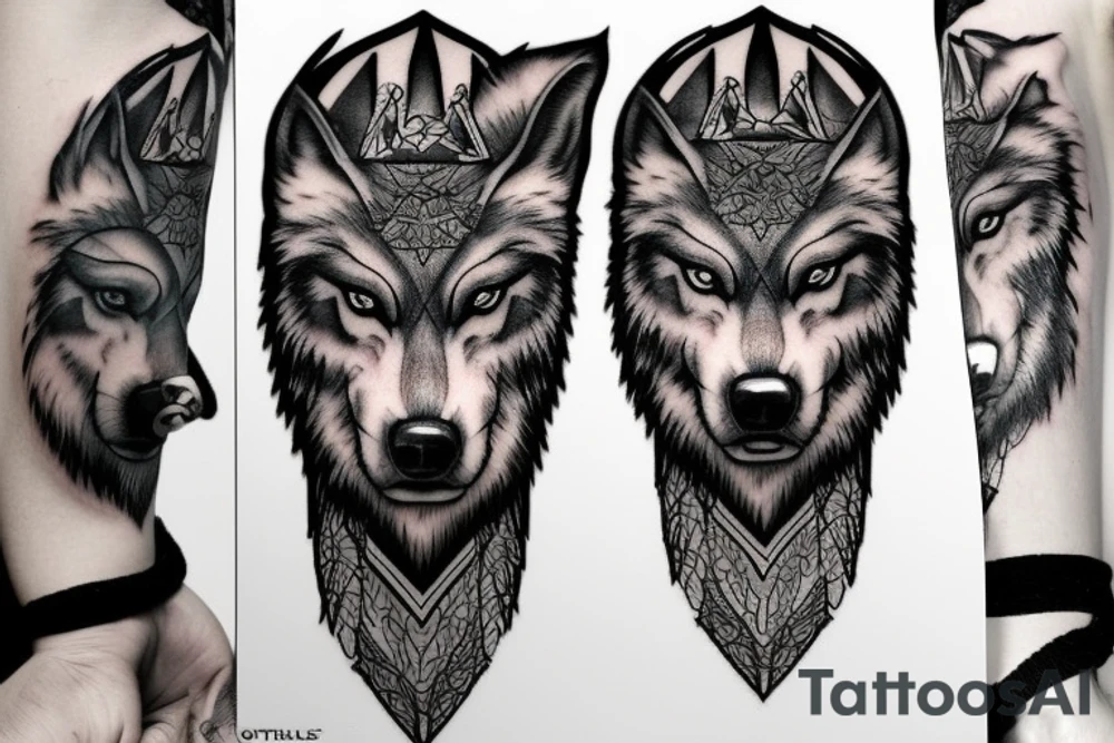 Zeus and Ikar and wolf tattoo idea