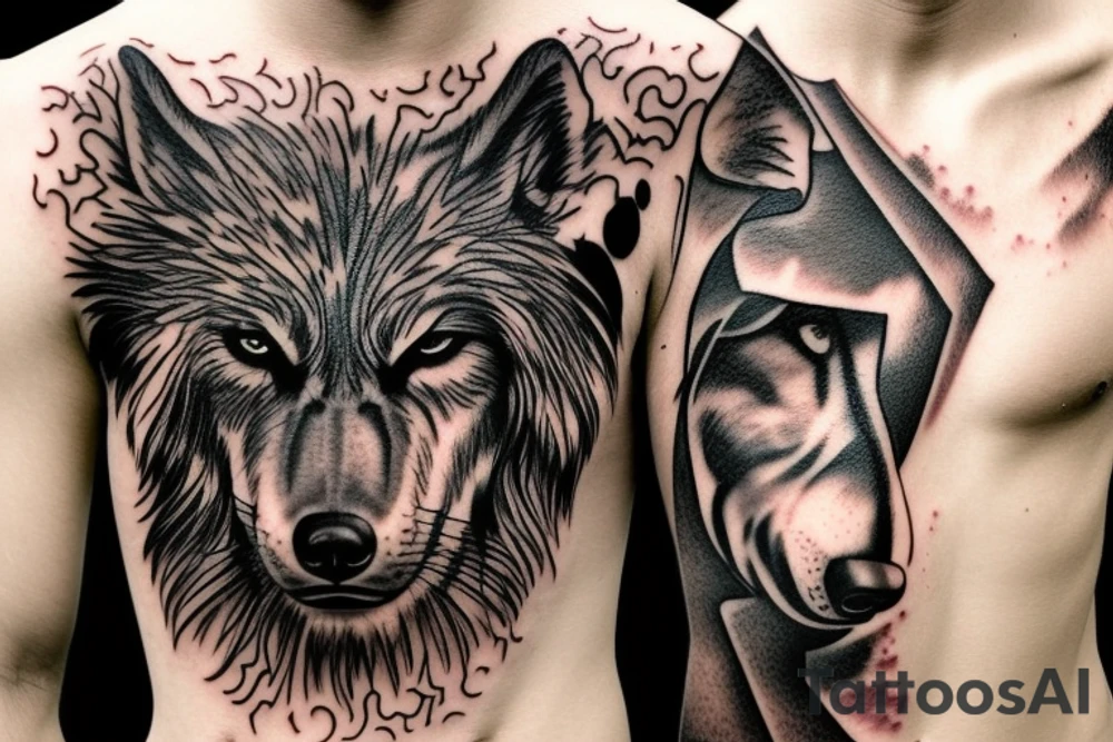 Zeus and Ikar and wolf tattoo idea