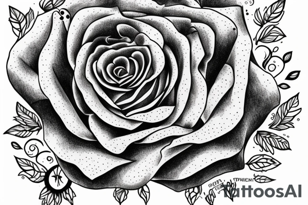 A rose with a phrase “language defines thought” tattoo idea