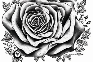A rose with a phrase “language defines thought” tattoo idea