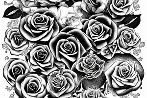 A rose with a phrase on a  ribbon “language defines thought” tattoo idea