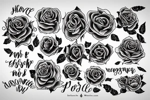 A rose with a phrase on a  ribbon “language defines thought” tattoo idea