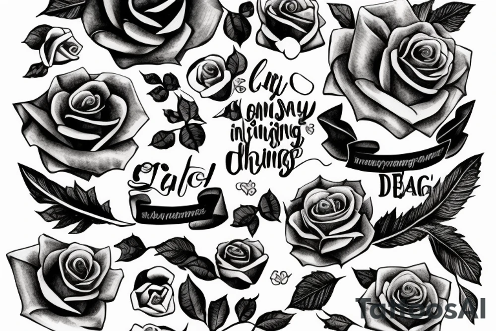 A rose with a phrase on a ribbon “language defines thought” tattoo idea A rose with a phrase on a ribbon “language defines thought” tattoo idea