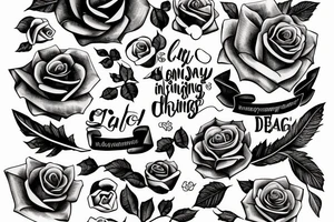 A rose with a phrase on a  ribbon “language defines thought” tattoo idea