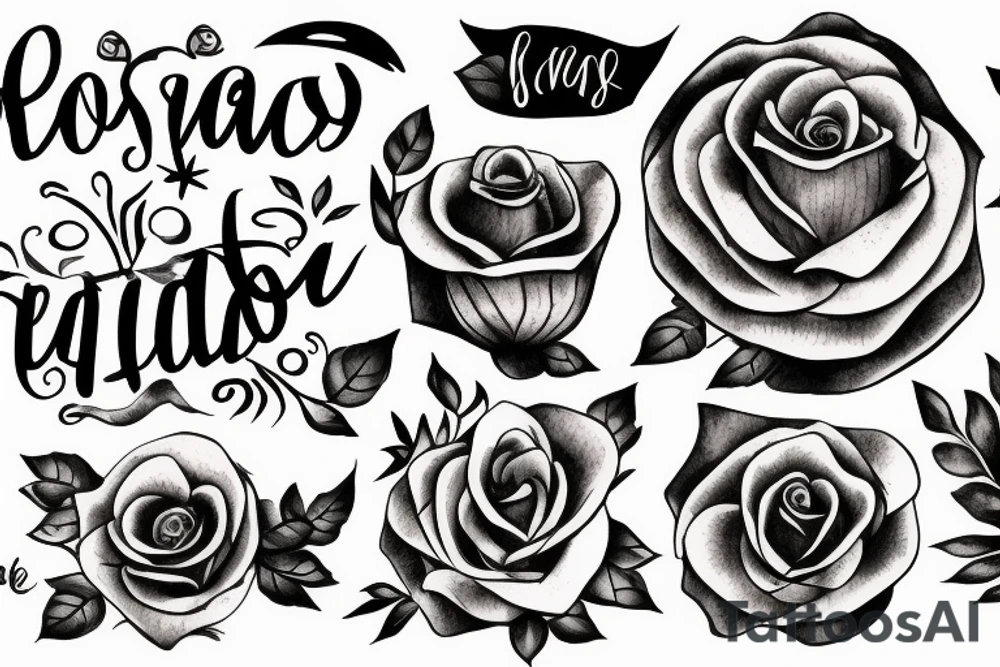 A rose with a phrase on a ribbon “language defines thought” tattoo idea A rose with a phrase on a ribbon “language defines thought” tattoo idea
