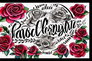 A rose with a phrase on a  ribbon “language defines thought” tattoo idea