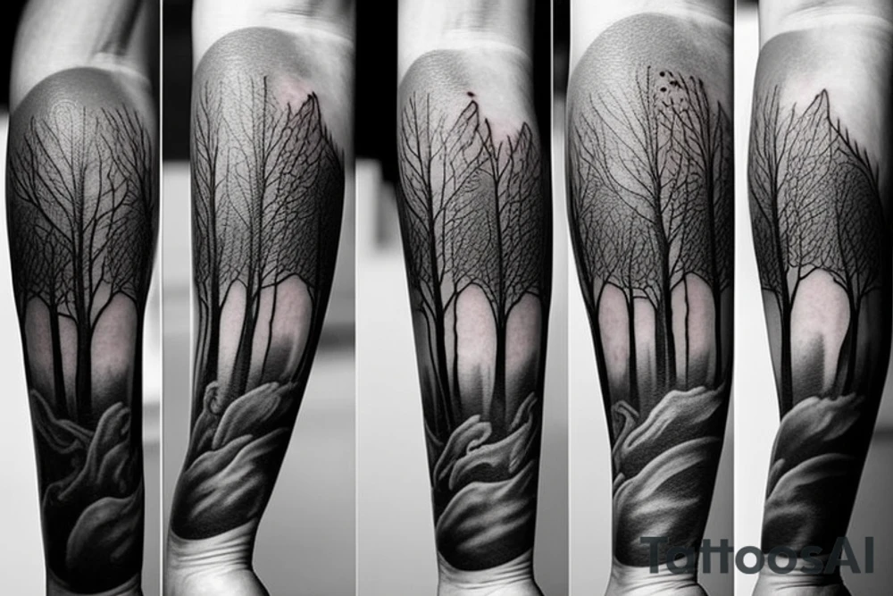 full forearm tattoo that has a meaning of time is short and you need to be better than your previous self. Theme would be a growing tree, clock and a dog tattoo idea