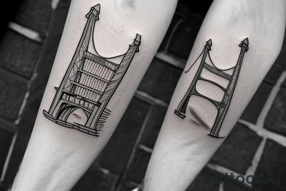 Bristol themed tattoo that includes the Clifton Suspension Bridge and the letters JBL tattoo idea