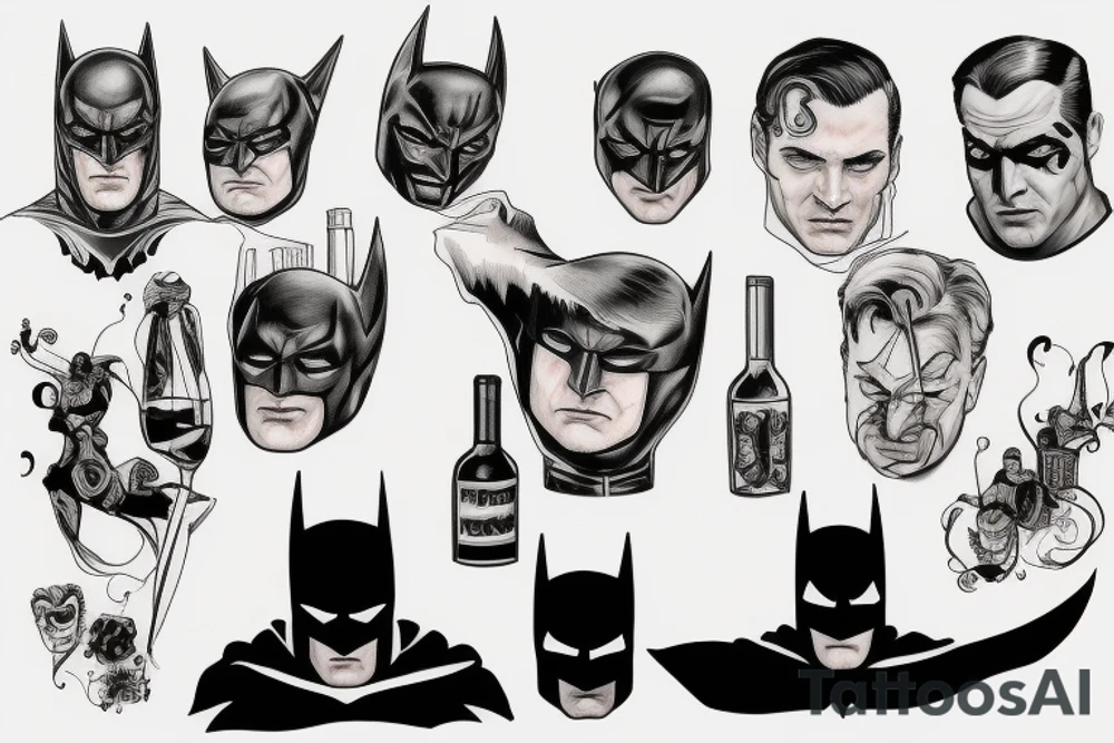 Batman drink wine tattoo idea