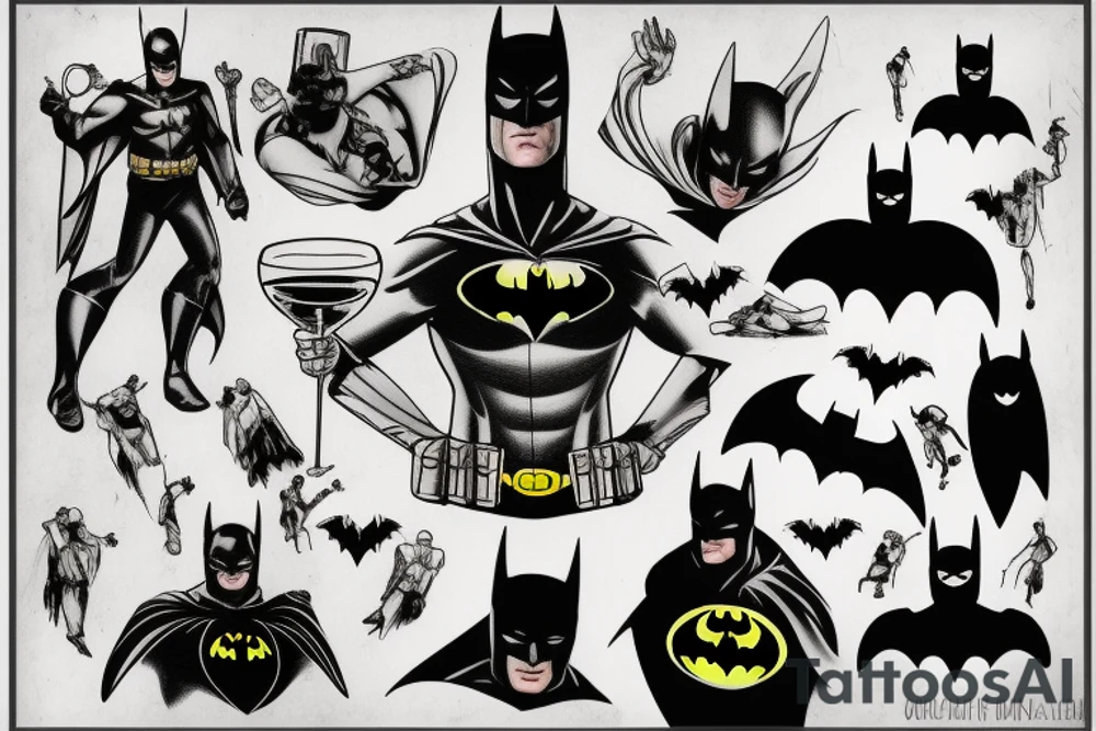 Batman drink wine tattoo idea