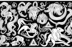 Fusionar Constelación de Aries y Leo tattoo idea