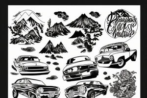 car in the mountains tattoo idea