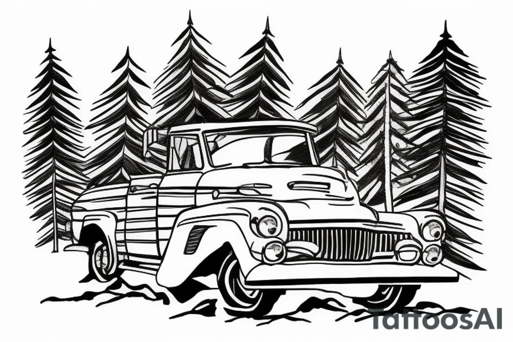 mustand driving in colorado mountains tattoo idea