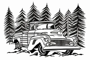 mustand driving in colorado mountains tattoo idea