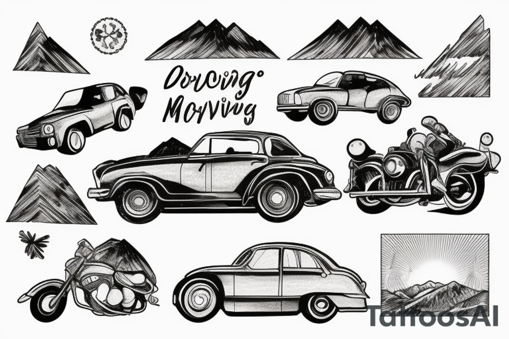 driving in colorado mountains tattoo idea