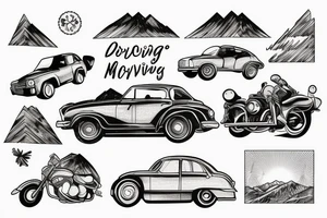 driving in colorado mountains tattoo idea