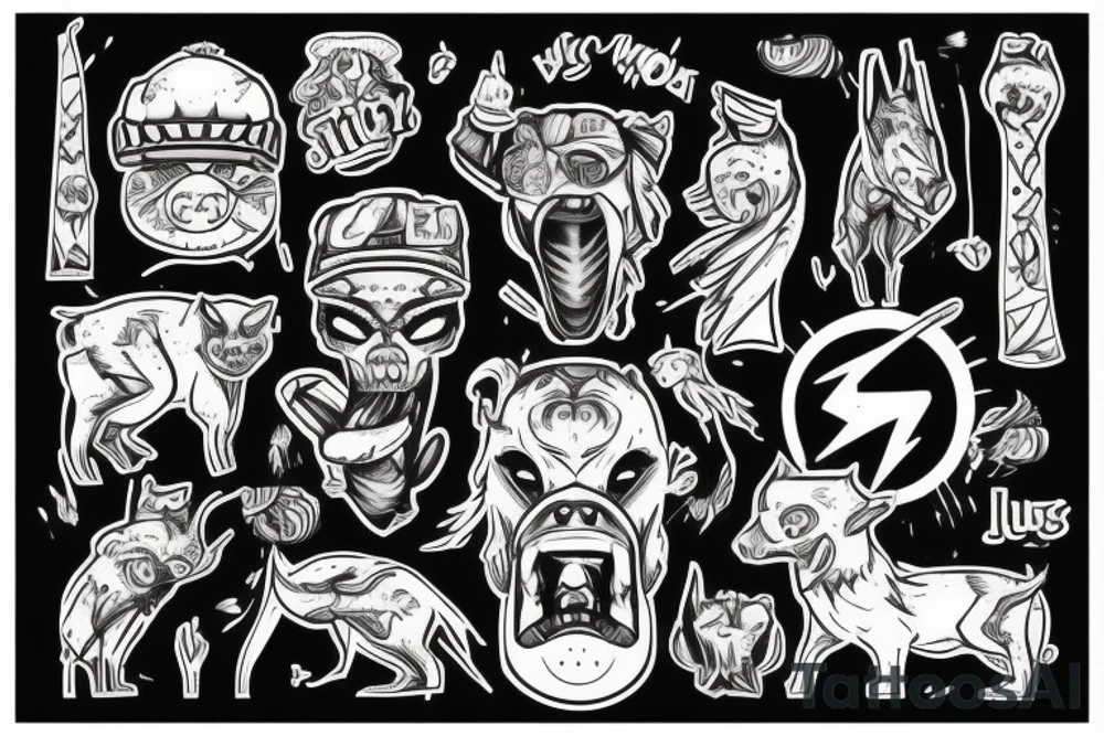 Fight between woods and urban city, true animals lives in city tattoo idea