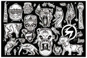 Fight between woods and urban city, true animals lives in city tattoo idea