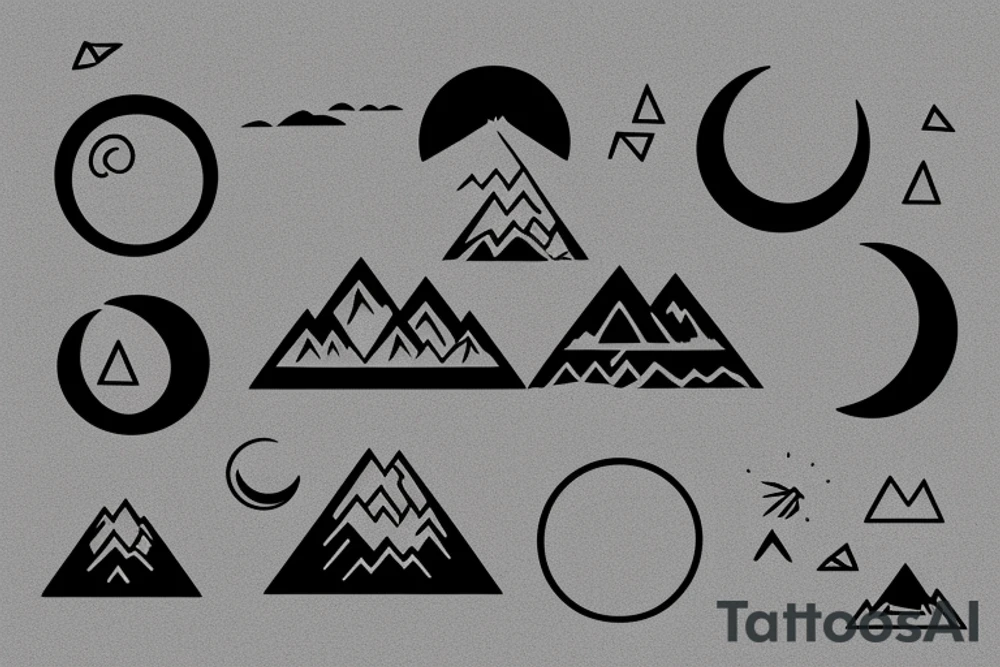 Mountains on one side with the moon, ocean in the other with the sun tattoo idea