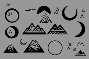 Mountains on one side with the moon, ocean in the other with the sun tattoo idea
