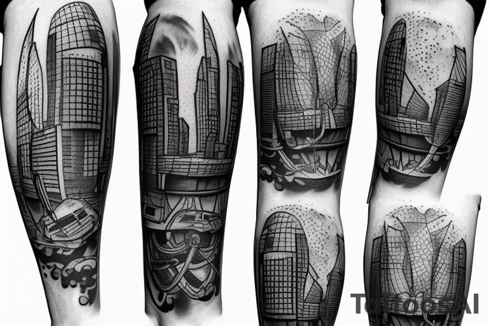 Urban city vs woods tattoo idea