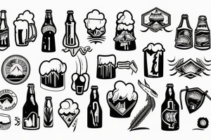 beer in mountains tattoo idea