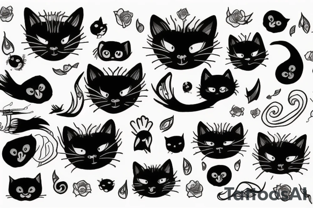 Black cat tattoo idea