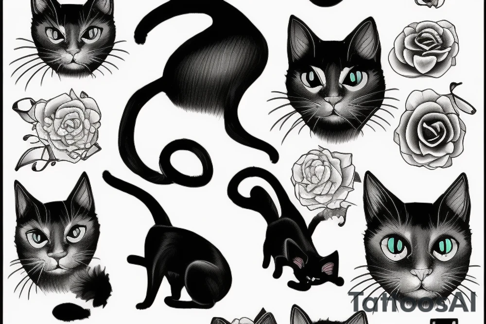 Black cat tattoo idea
