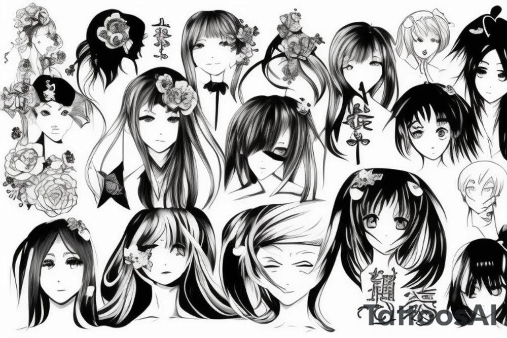 anime girl tattoo idea
