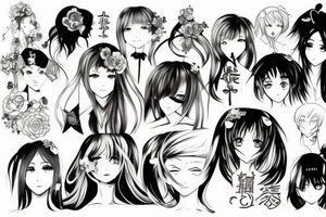 anime girl tattoo idea