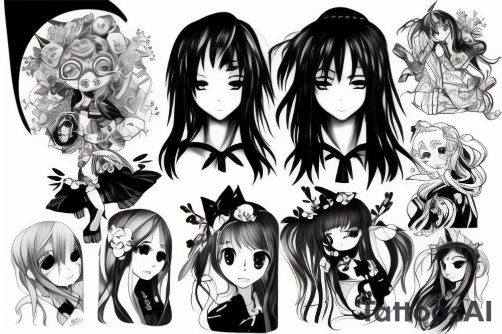 anime girl tattoo idea