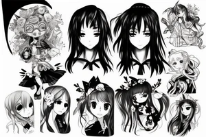 anime girl tattoo idea
