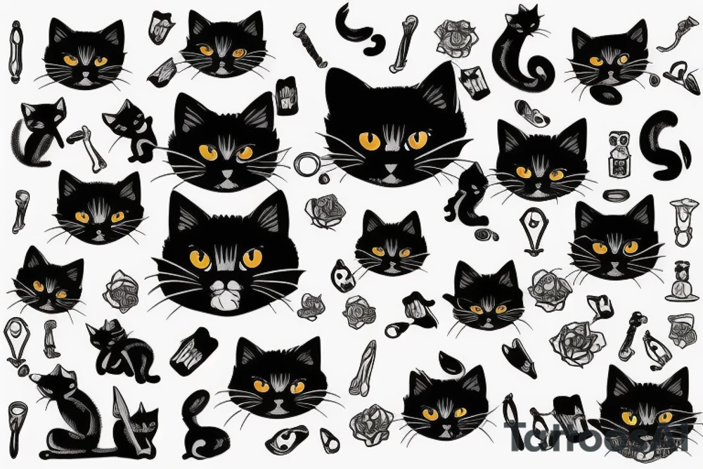 Black cat tattoo idea