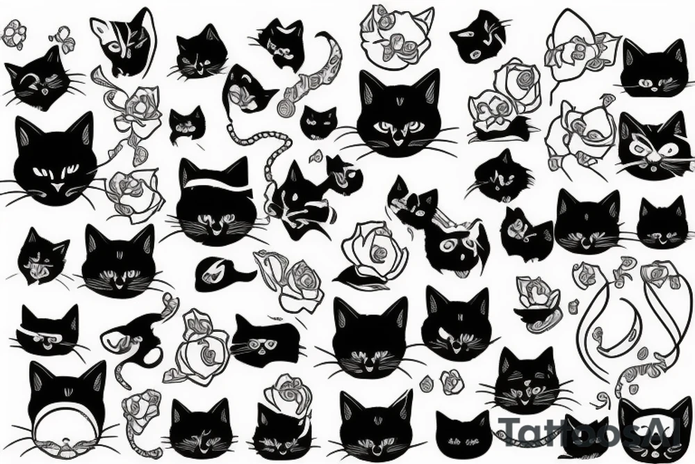 Black cat tattoo idea