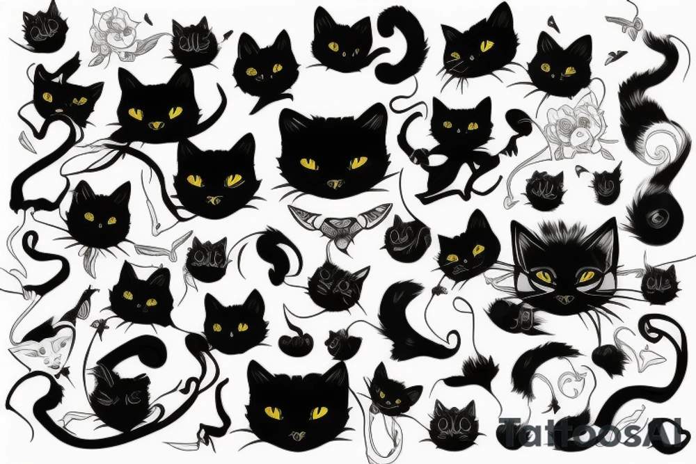 Black cat tattoo idea