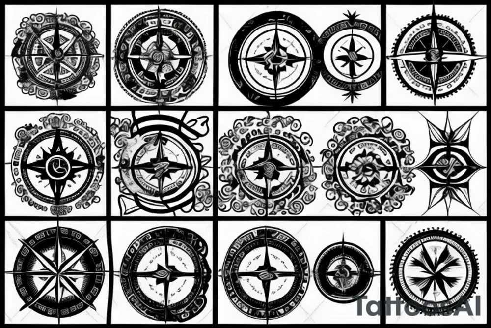 Compass with rose tattoo idea
