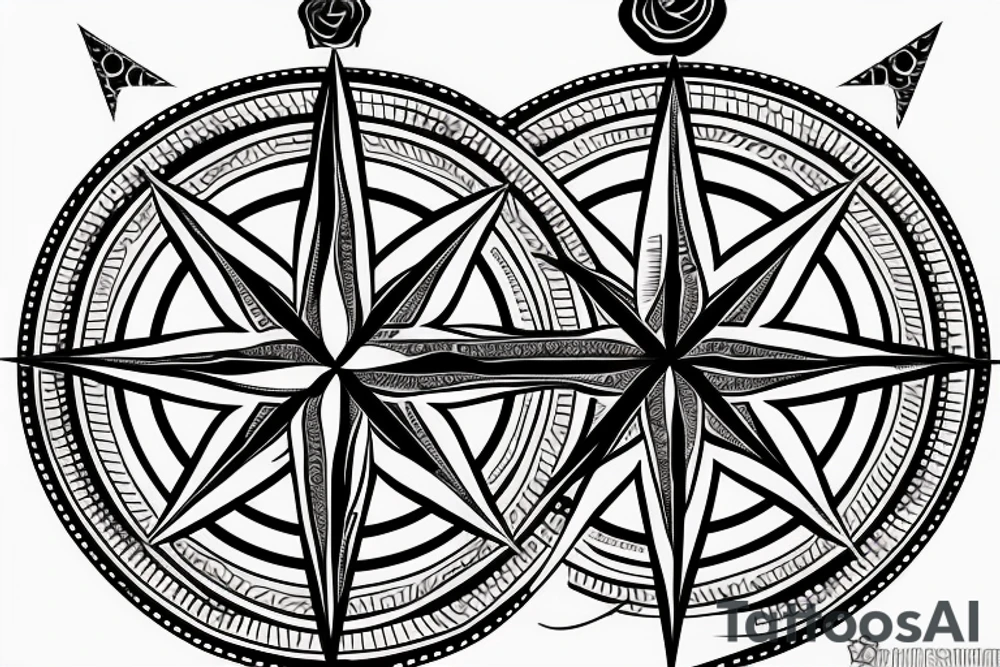 Compass with rose tattoo idea