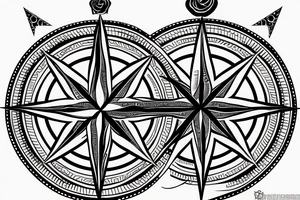 Compass with rose tattoo idea