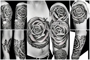 Clock and rose tattoo idea