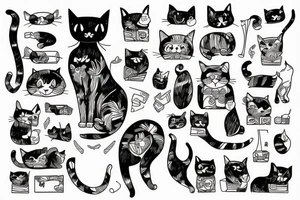 Illustration of a cat and a PS5 tattoo idea