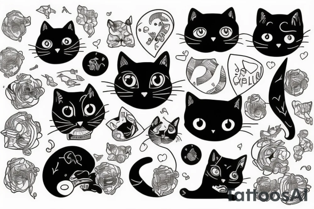 Illustration of a cat and a PS5 tattoo idea