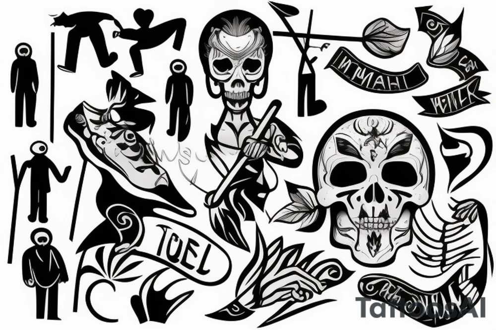A man with a stick in his hand tattoo idea