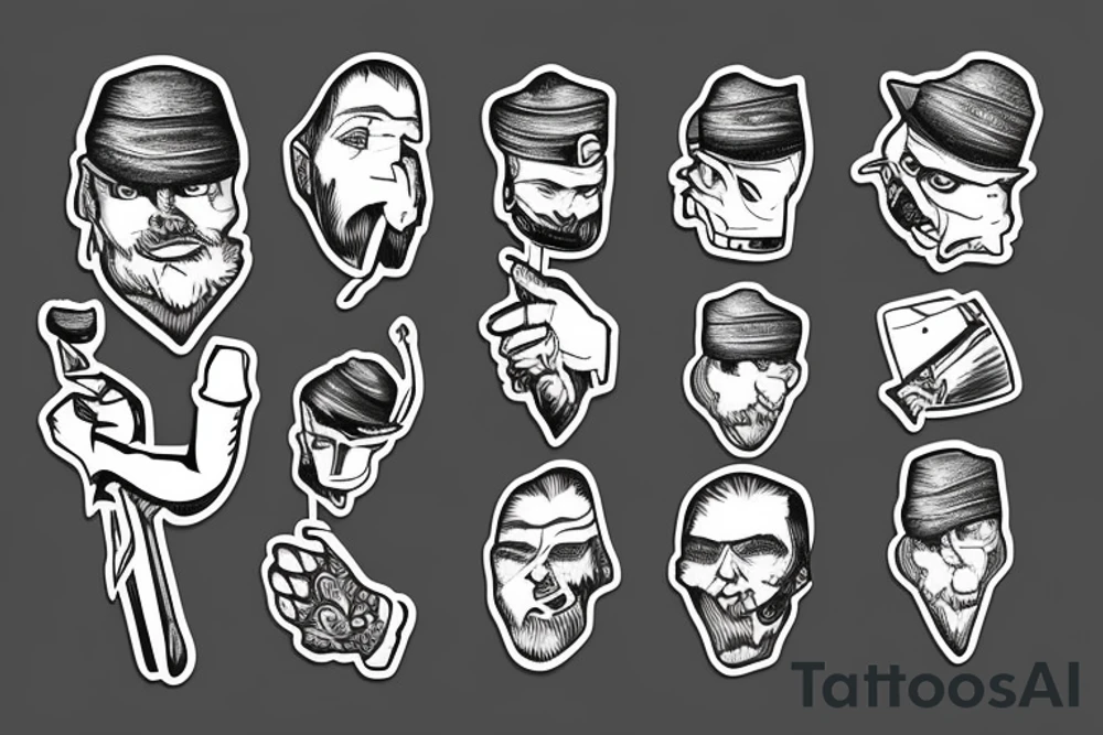 A man with a stick in his hand tattoo idea