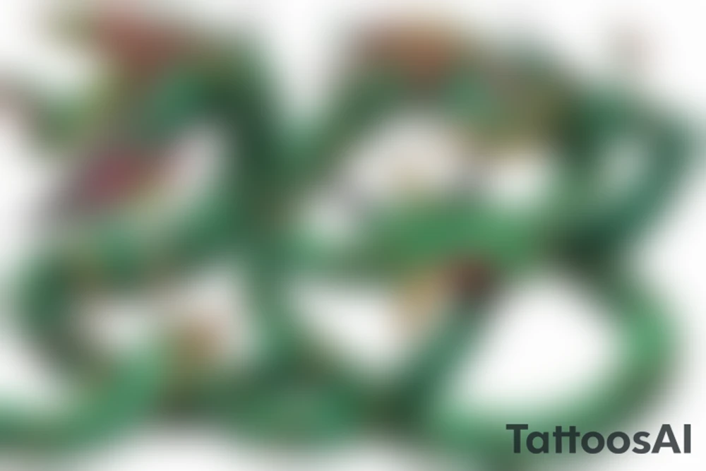 tribal rayquaza with mortal and pastel tattoo idea